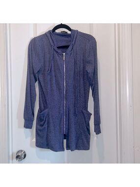 NWOT Miusey Small Purple Zip Up Hoodie Extra Long with Long Sleeves pockets thin